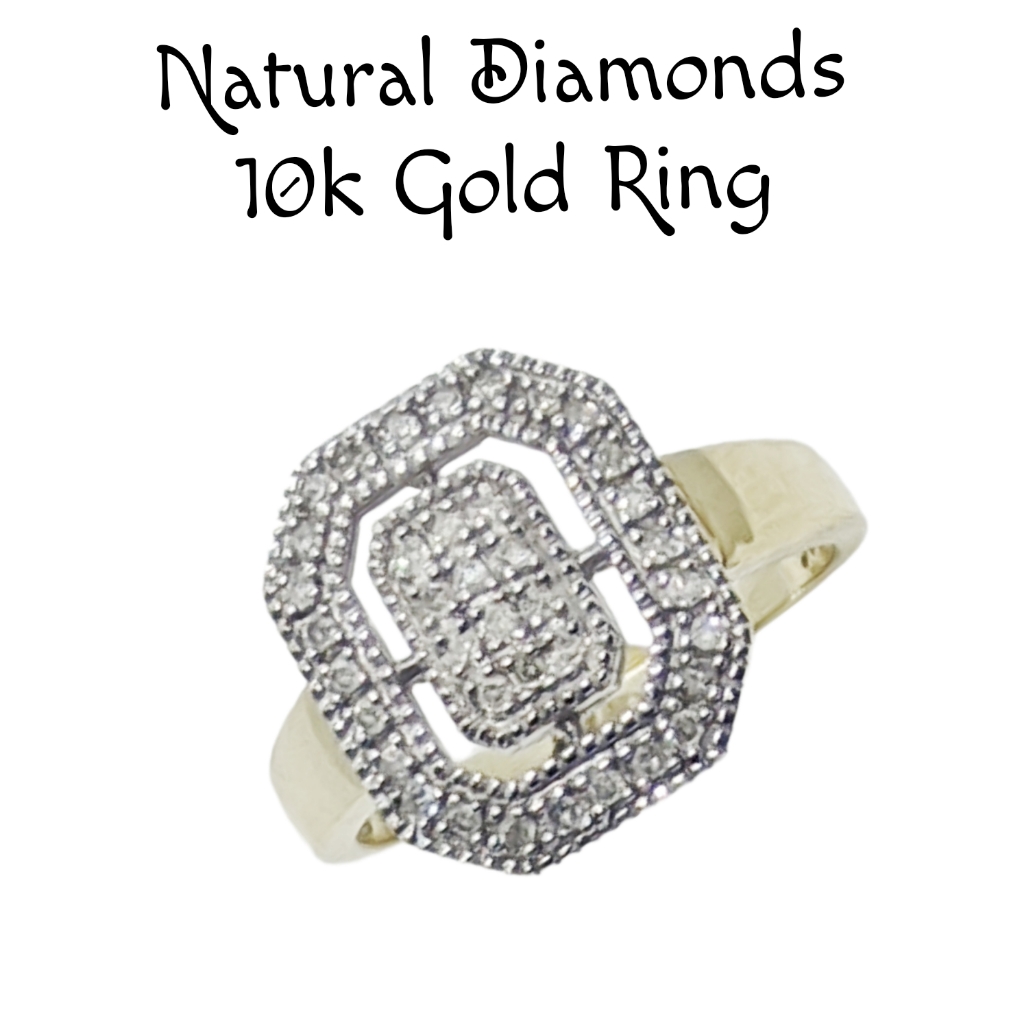 Solid 10k Yellow And White Gold Open Work Design With 38 Single Cut Natu